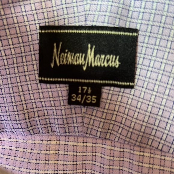 Neiman Marcus Men's Dress Shirt Button Down in Purple Check - Picture 2 of 6